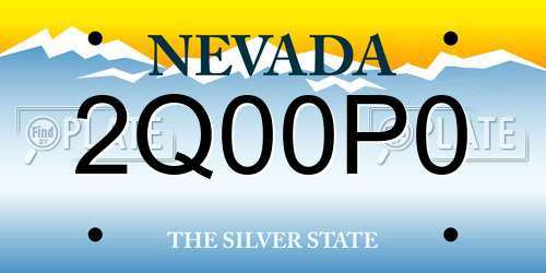 2Q00P0 Nevada License Plate