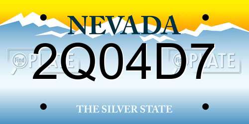 2Q04D7 Nevada License Plate