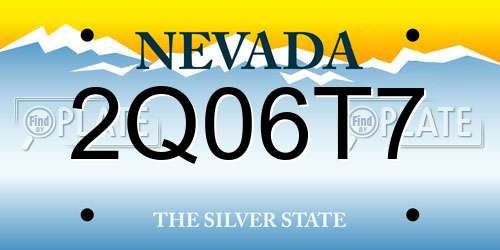 2Q06T7 Nevada License Plate
