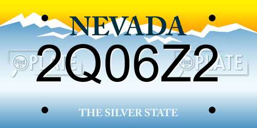 2Q06Z2 Nevada License Plate
