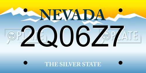 2Q06Z7 Nevada License Plate