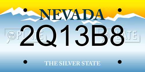 2Q13B8 Nevada License Plate