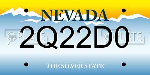 2Q22D0 Nevada License Plate