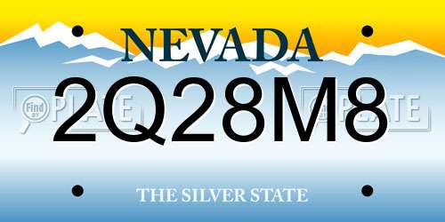 2Q28M8 Nevada License Plate
