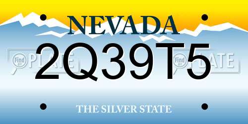 2Q39T5 Nevada License Plate