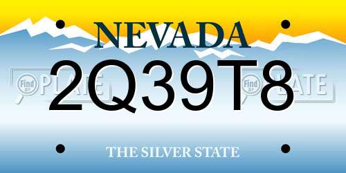 2Q39T8 Nevada License Plate