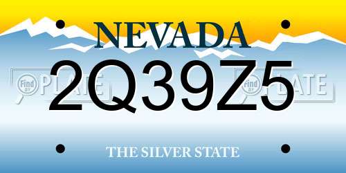 2Q39Z5 Nevada License Plate