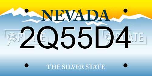 2Q55D4 Nevada License Plate