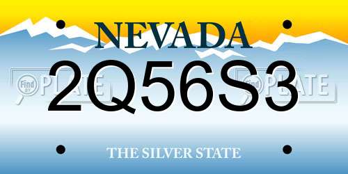 2Q56S3 Nevada License Plate