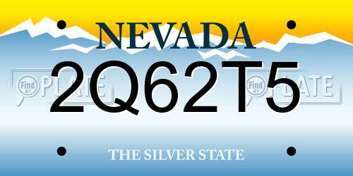 2Q62T5 Nevada License Plate