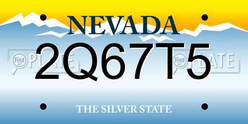 2Q67T5 Nevada License Plate