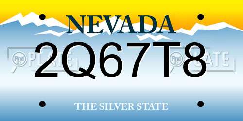 2Q67T8 Nevada License Plate