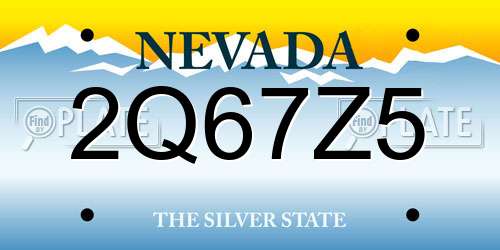 2Q67Z5 Nevada License Plate