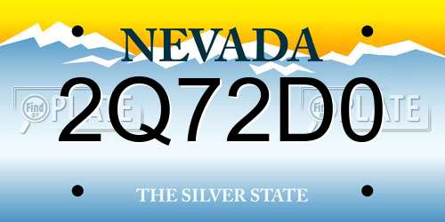 2Q72D0 Nevada License Plate