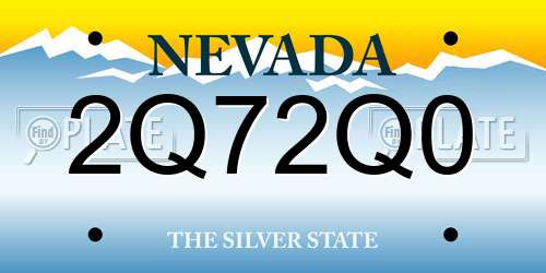 2Q72Q0 Nevada License Plate
