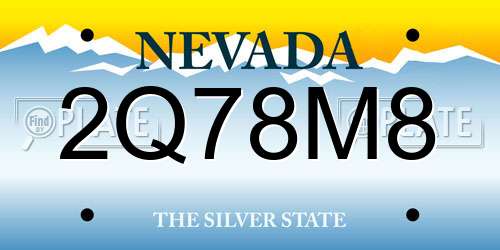 2Q78M8 Nevada License Plate
