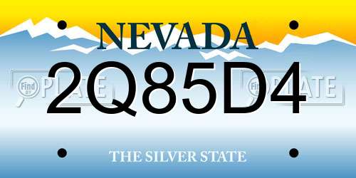 2Q85D4 Nevada License Plate