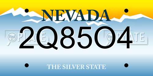 2Q85O4 Nevada License Plate