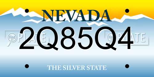 2Q85Q4 Nevada License Plate