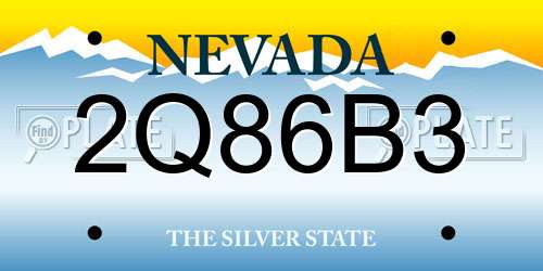 2Q86B3 Nevada License Plate