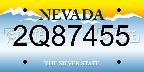 2Q87455 Nevada License Plate