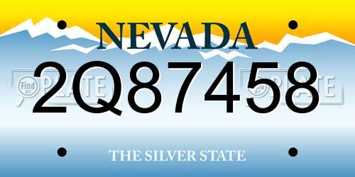 2Q87458 Nevada License Plate