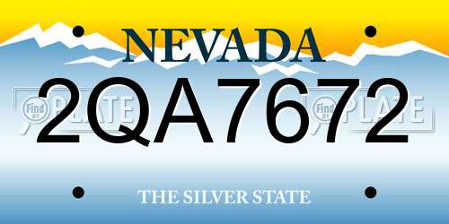 2QA7672 Nevada License Plate