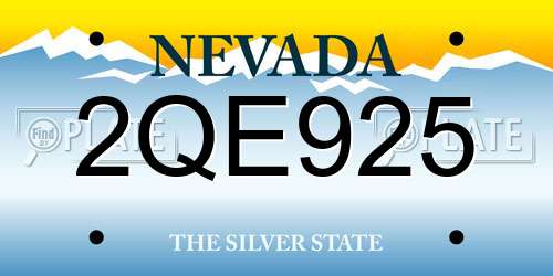 2QE925 Nevada License Plate
