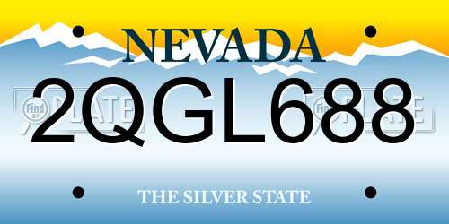 2QGL688 Nevada License Plate
