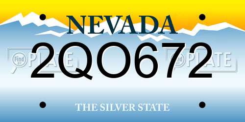 2QO672 Nevada License Plate