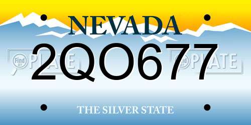 2QO677 Nevada License Plate