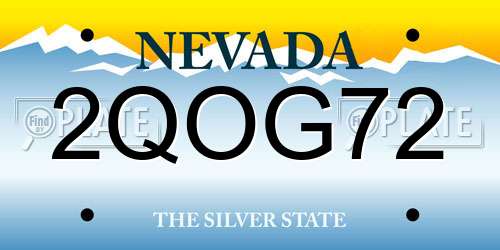 2QOG72 Nevada License Plate