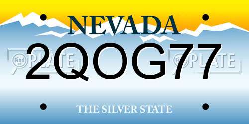 2QOG77 Nevada License Plate