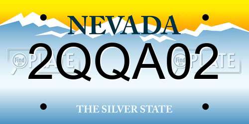 2QQA02 Nevada License Plate