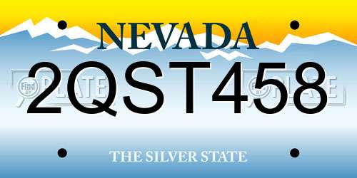 2QST458 Nevada License Plate