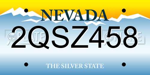 2QSZ458 Nevada License Plate