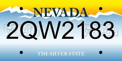 2QW2183 Nevada License Plate