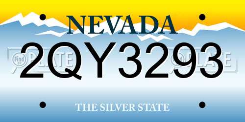 2QY3293 Nevada License Plate