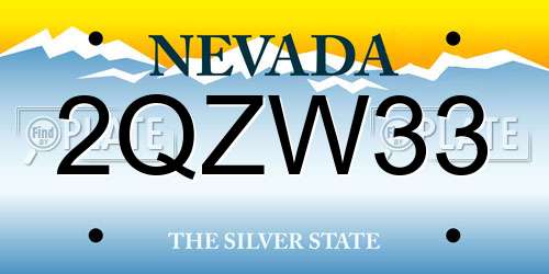 2QZW33 Nevada License Plate