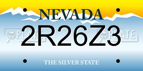 2R26Z3 Nevada License Plate