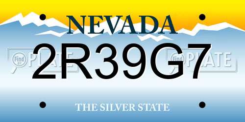 2R39G7 Nevada License Plate