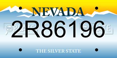 2R86196 Nevada License Plate