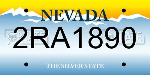 2RA1890 Nevada License Plate