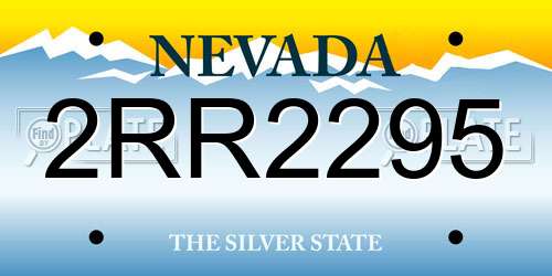 2RR2295 Nevada License Plate