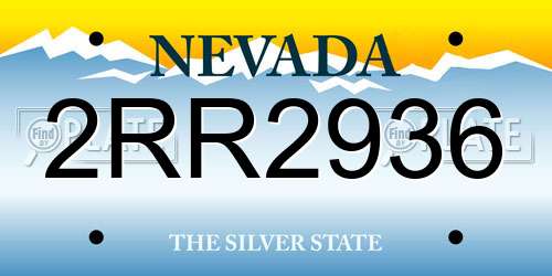 2RR2936 Nevada License Plate