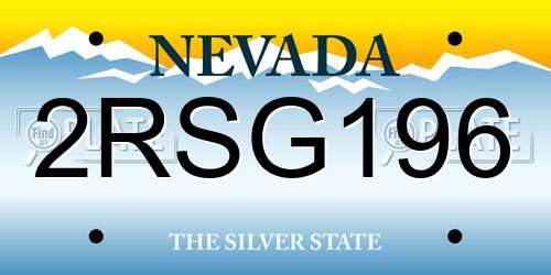2RSG196 Nevada License Plate