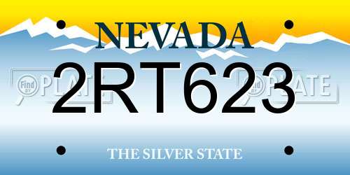 2RT623 Nevada License Plate