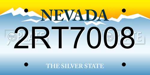 2RT7008 Nevada License Plate
