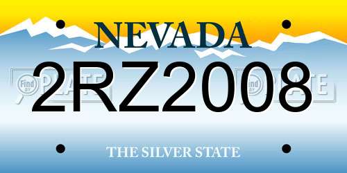 2RZ2008 Nevada License Plate