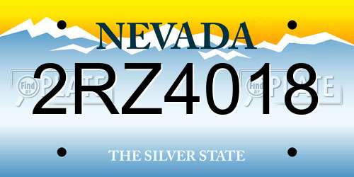 2RZ4018 Nevada License Plate